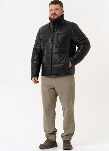 Куртка из натуральной кожи черного цвета фото