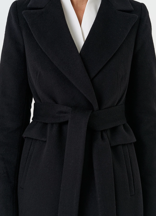Женское пальто с поясом модель № 32513 универмаг малина