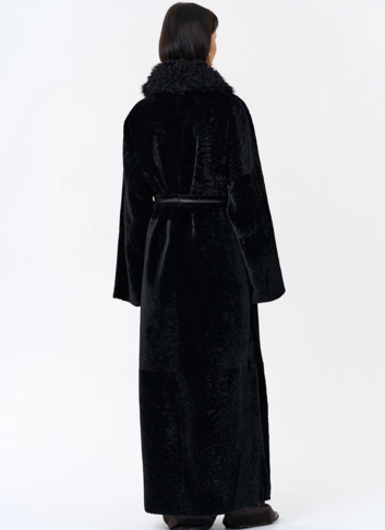 Женская натуральная дубленка с воротником шаль
