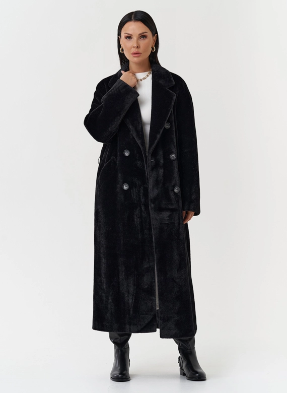 Утепленное пальто из эко меха