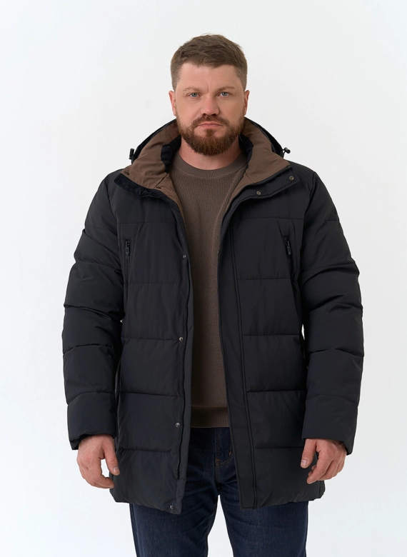 Мужской пуховик с капюшоном  фото
